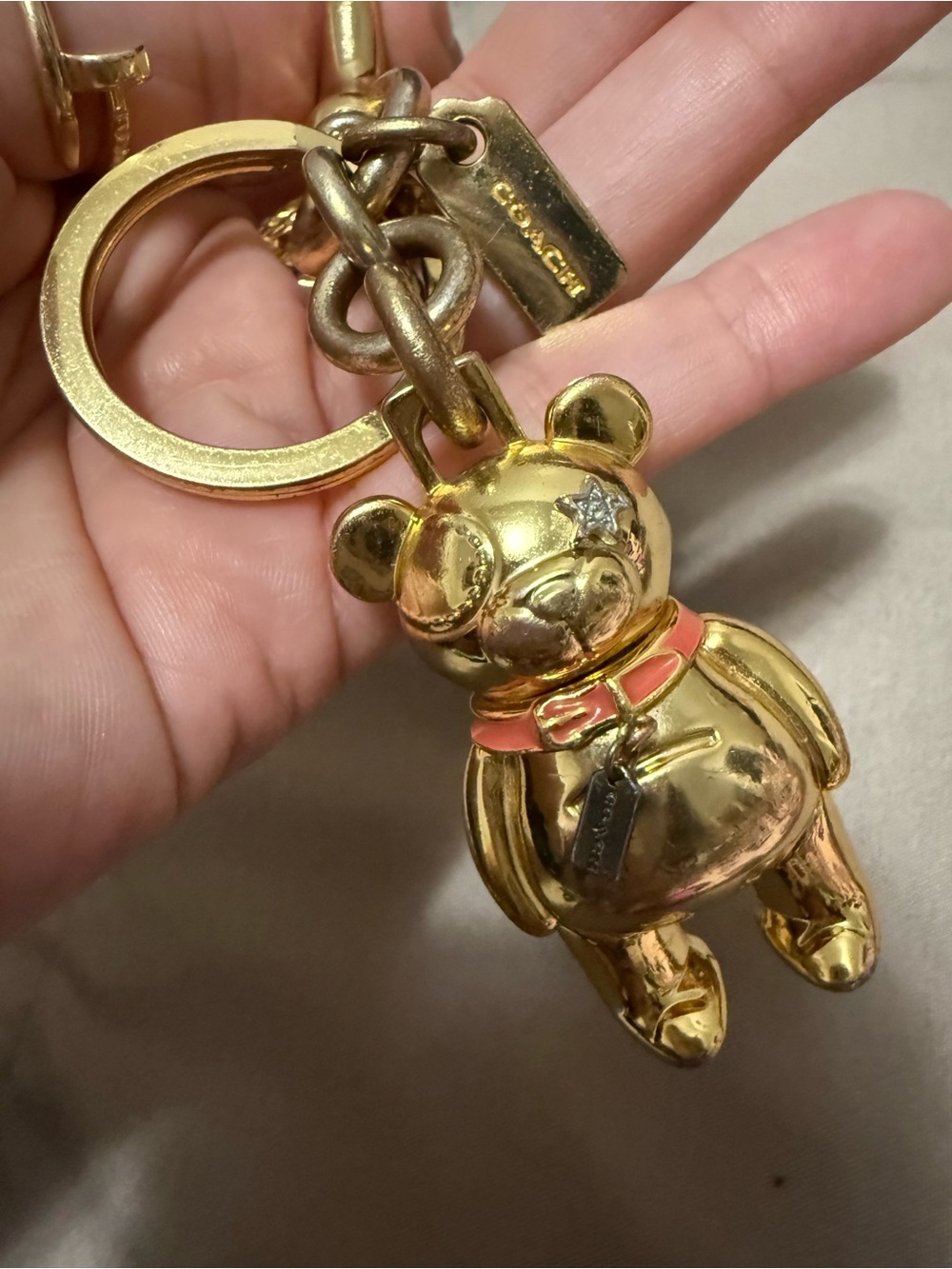COACH Gold Bear Keychain Charm